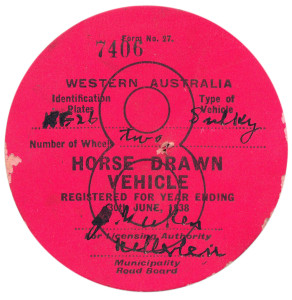 Horse drawn vehicle licence (Obv)